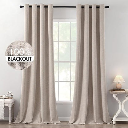 MIULEE Linen Texture Curtains, 2 Pack Blackout Thermal Insulated Khaki by MIULEE