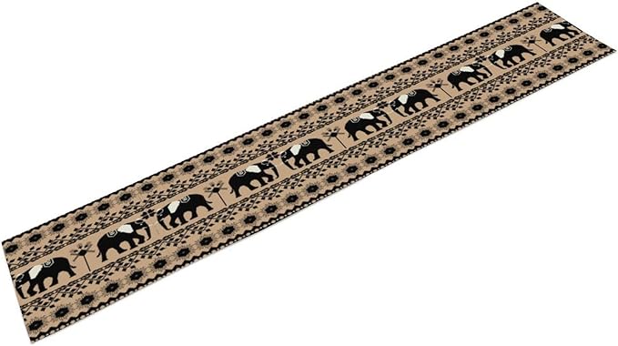Abstract African Tribe Table Runner Elephant Animals Folk Graphic Art - Image 8