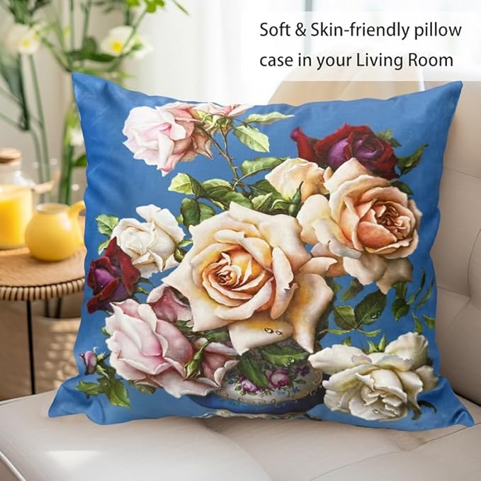 Vintage Floral Bouquet 28x28 Plush Throw Pillow Case, Double-Sided Printed - Image 4