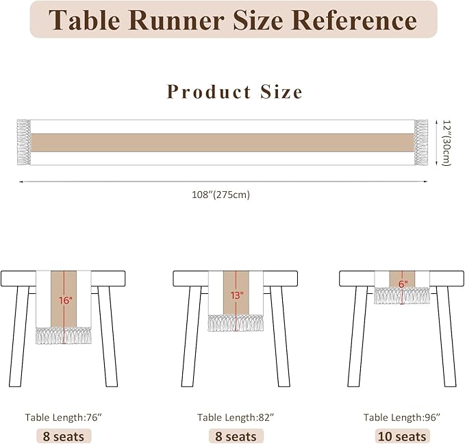 Boho Macrame Table Runner with Tassels Farmhouse Rustic Dining Woven Table - Image 3