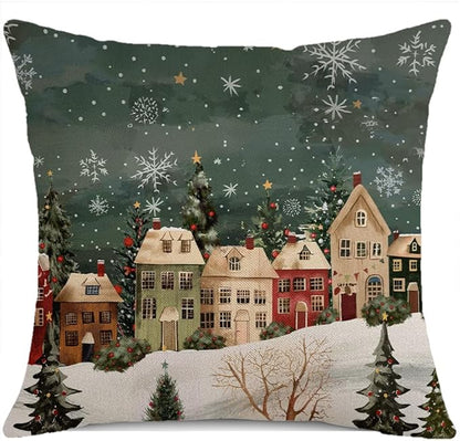 Winter Decorative Rectangle Pillow Cover 20 x 20, Wonderland Forest House by Auomily