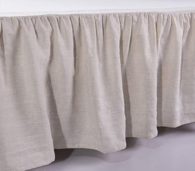 meadow park Washed Linen bedskirt, Queen Size 60" W x 80" L, Drop 16", Super - Image 3