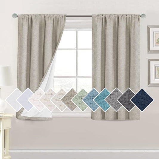 H.VERSAILTEX Linen Look 100% Blackout Curtains 45 Inches Long by HVERSAILTEX