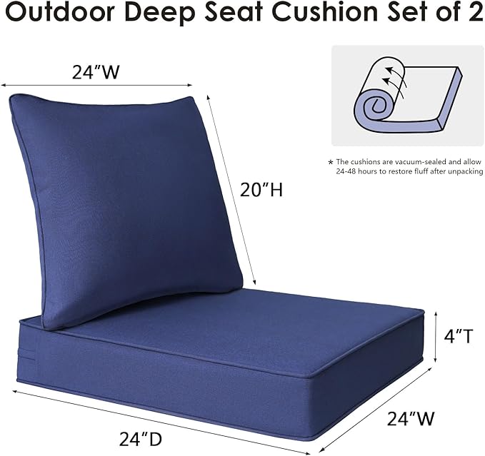 Outdoor Patio Chair Cushions Set, Water-Repellent, Fade Resistant, Deep Seat - Image 5