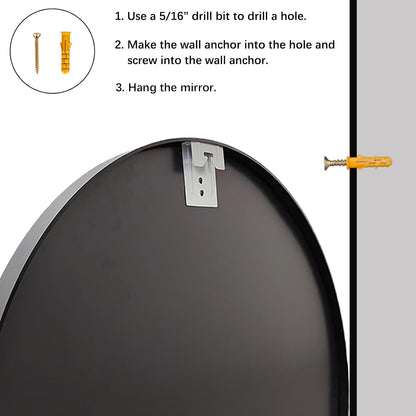 sunniry black round mirror, round mirror 24 inch on a desk or shelf