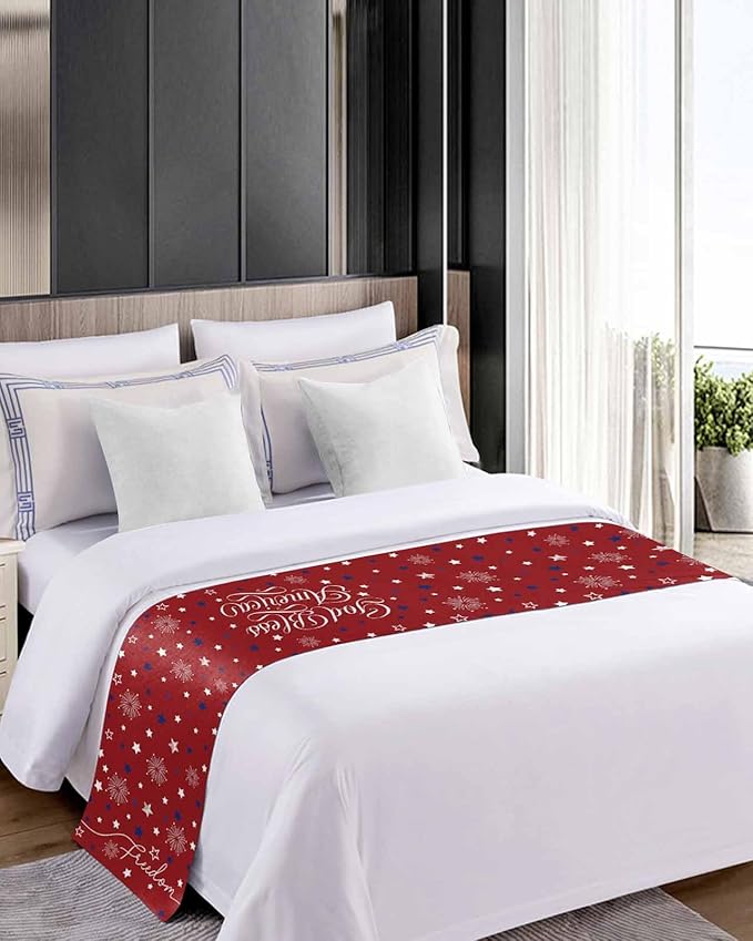 Independence Day Blue White Star Bed Runners - Image 5