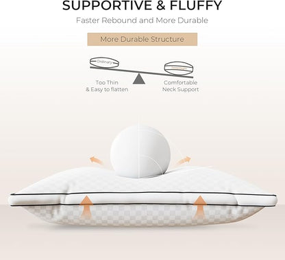 Sweetnight Queen Pillows Set of 2, Hotel Bed Pillows Fluffy Gusseted - Image 4