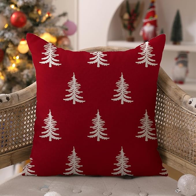 DFXSZ Christmas Pillow Covers 18x18 inch Set of 2 Christmas Tree Decorative Red - Image 2