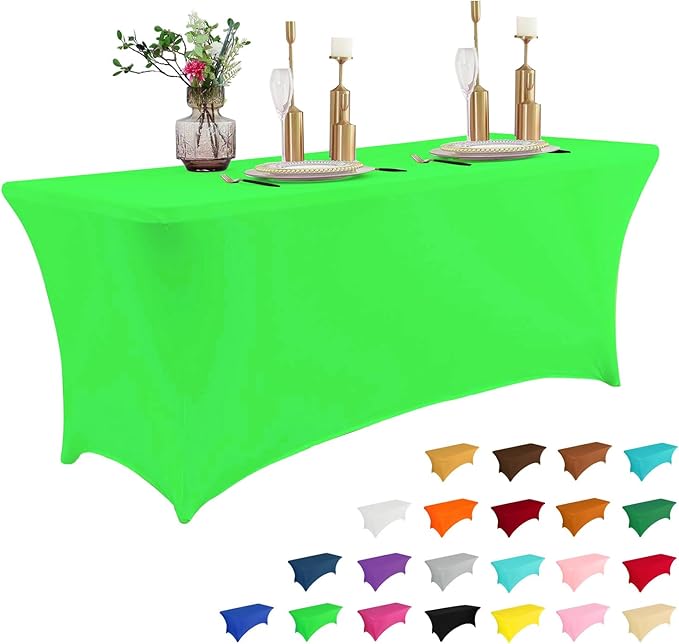 IVAPUPU 6FT Table Cloth for Rectangular Fitted Events Stretch Green Table by IVAPUPU