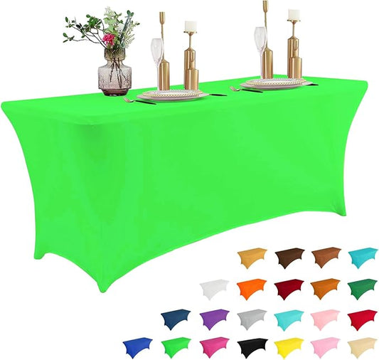 IVAPUPU 6FT Table Cloth for Rectangular Fitted Events Stretch Green Table by IVAPUPU
