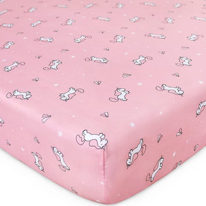 Girl Crib Sheets 4-Pack, Fitted Sheets 52'' x 28'' - Image 4