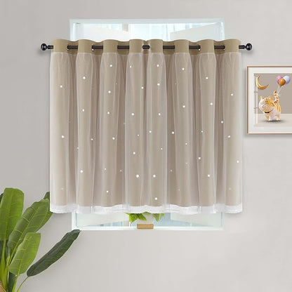 Kinryb Star Cut-Out Blackout Curtains Short Kids Curtains - Image 2