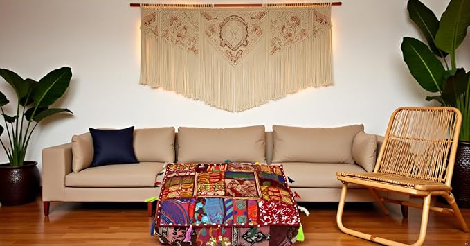 CRAFT KALA Indian Square Patchwork Traditional Pouf Cover Indian Living Room - Image 6