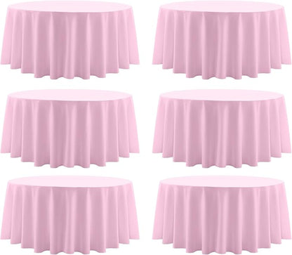 Round Tablecloth 132 Inch 6 Pack Pink Tablecloths Washable Decorative Linen by AOCOZHomeLifeMuseum