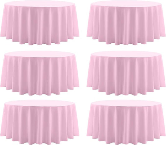 Round Tablecloth 6 Pack 108 Inch Pink Tablecloths Washable Decorative Linen by AOCOZHomeLifeMuseum