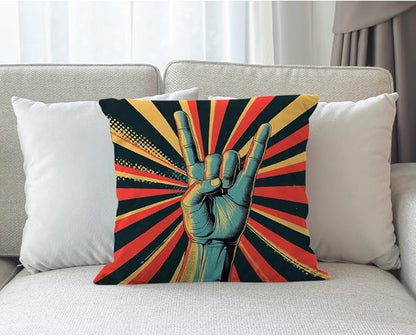 Moslion Music Pillows Decorative Throw Pillow Cover Rock N Roll Gesture Love - Image 3