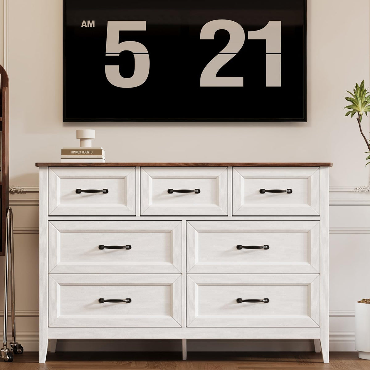 gizoon farmhouse 7 drawers dresser, white chest of, view 9