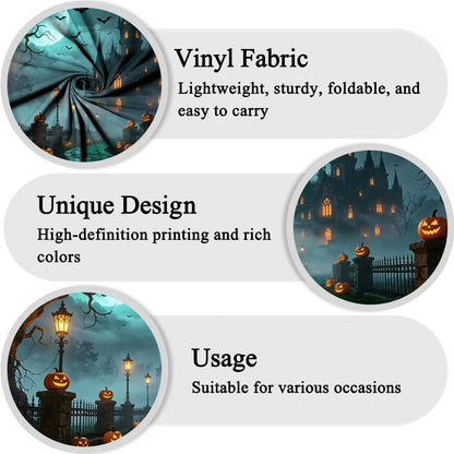 Leowefowa Horror Halloween Castle Backdrop Dark Dead Forest 10x8f