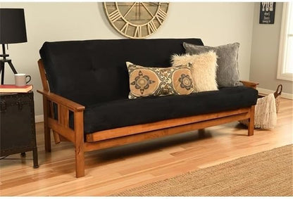 BOWERY HILL Full-Size Suede Fabric Futon in Black-Frame Not Included - Image 7