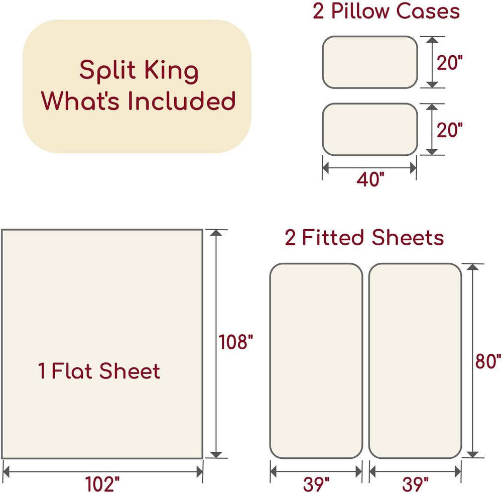 Mellanni Iconic 5-Piece Bed Sheet Set, 16" Deep Pocket (Split King, White)