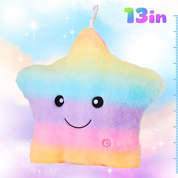 WEWILL 13'' Rainbow Light up Twinkle Star Glowing LED Night Light Plush Toy - Image 5