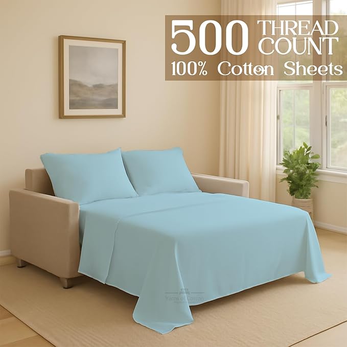 Sleeper Sofa 4 Piece Bed Sheet Set Premium Quality 100% Cotton 500 Thread Count - Image 2