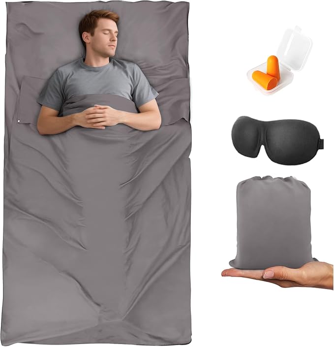 Sleeping Bag Liner, Travel Sheet & Adult Sleep Sack, Camping Sheets Travel by BREENHILL
