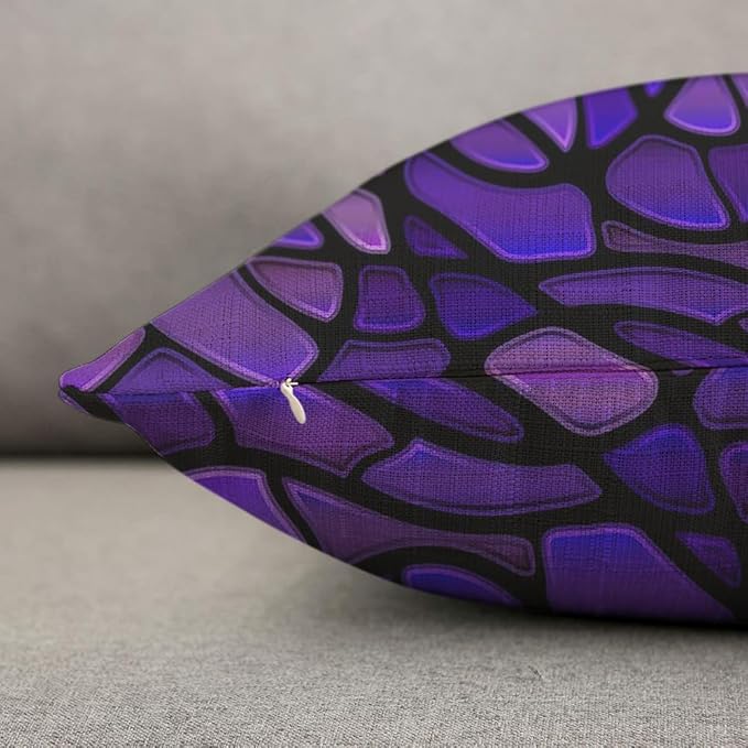 TKS MITLAN Glass Mosaic Pillow Covers 18 x 18 Inch Purple Abstract Stained - Image 6