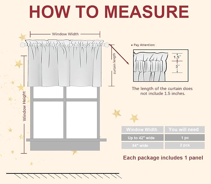 Hiasan Red Window Valance Curtains Faux Linen Farmhouse Rustic Rod Pocket Light - Image 5
