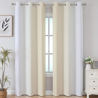 Estelar Textiler Beige and Greyish White Blackout Curtains - Image 2