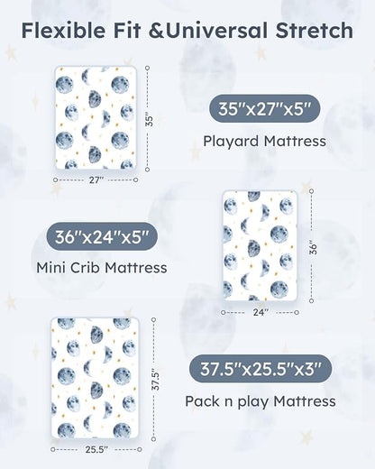 Pack and Play Sheets Fitted 3 Pack, Mini Crib Sheets - Image 3