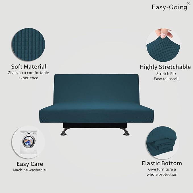 Easy-Going Stretch Futon Slipcover Armless Futon Bed Cover Furniture Protector - Image 3