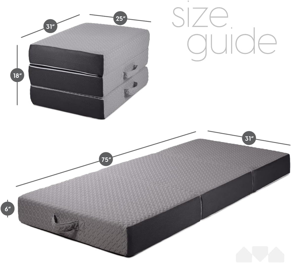 Milliard Trifold Mattress, Cot Size, 6 inch, Portable Foldable Mattress with ...