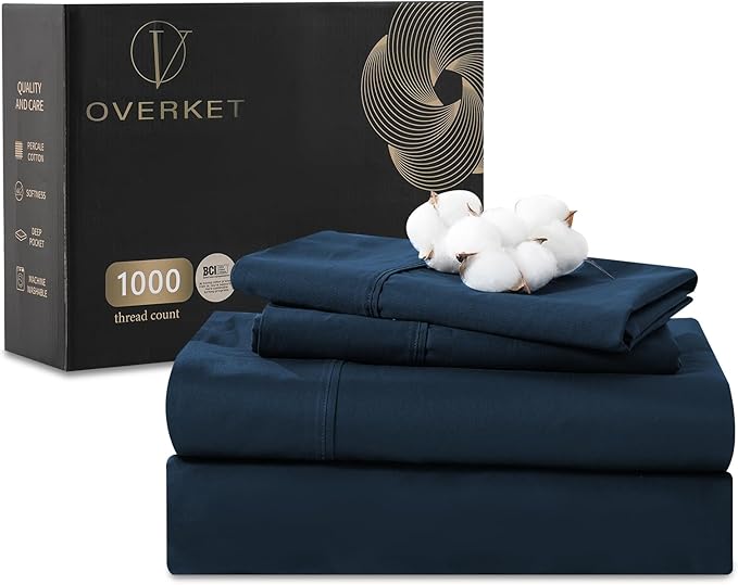 100% Egyptian Cotton Sheets Cal King Sheet Set 1000 Thread Count Sateen Weave by overket