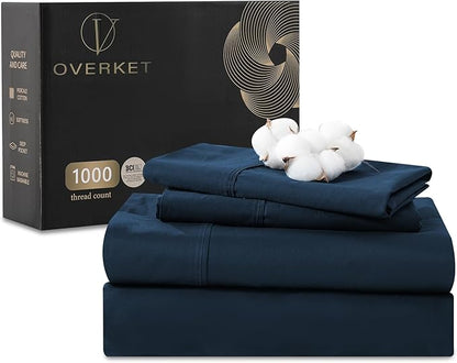100% Egyptian Cotton Sheets Cal King Sheet Set 1000 Thread Count Sateen Weave by overket