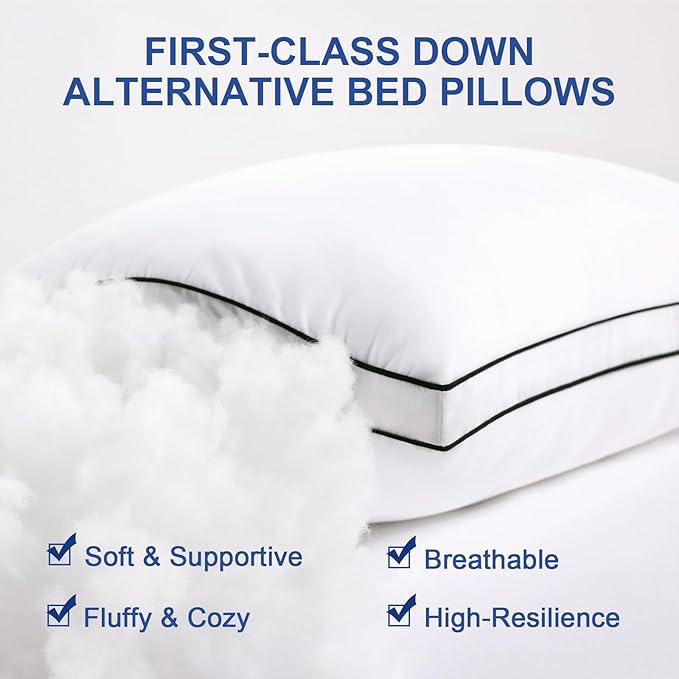 Premium Pillows Queen Size Set of 4, Fluffy and Supportive 7D Down Alternative - Image 3