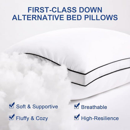 Premium Pillows Queen Size Set of 4, Fluffy and Supportive 7D Down Alternative - Image 3