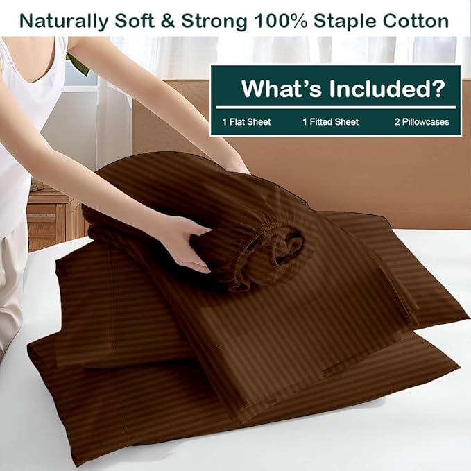 NON Sticky cotton Twin Size Sleeper Sofa Sheets, 4 Piece Egyptian Cotton Bed - Image 3
