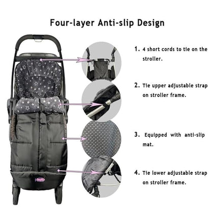 Front Height Adjustable Winter Waterproof Stroller Bunting Bag, Winter Stroller - Image 3