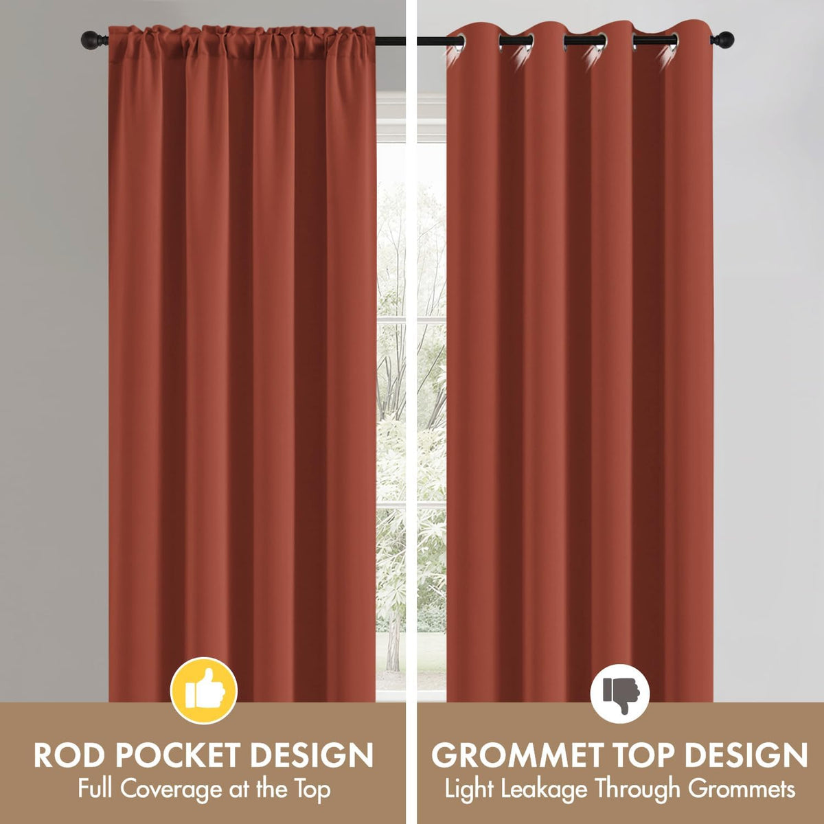 miulee fall decor terracotta blackout bedroom curtains 63" on a desk or shelf
