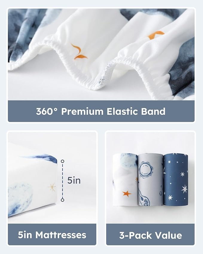 Pack and Play Sheets Fitted 3 Pack, Mini Crib Sheets - Image 5