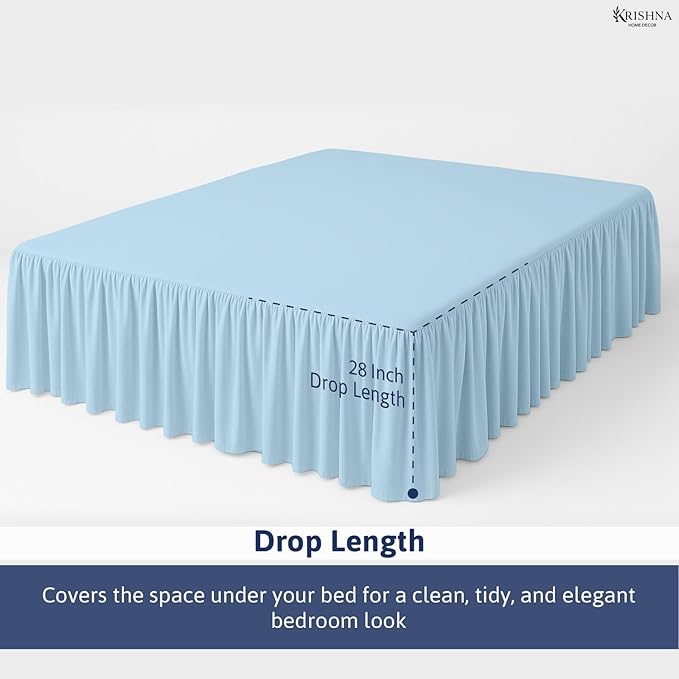 KRISHNA Ruffled Bed Skirt with Split Corners Twin, 100% Microfiber Hotel Quality - Image 4