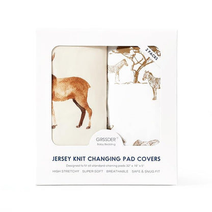 GRSSDER Stretch Ultra Soft Jersey Knit Changing Pad Cover Set 2 Pack, Change - Image 4