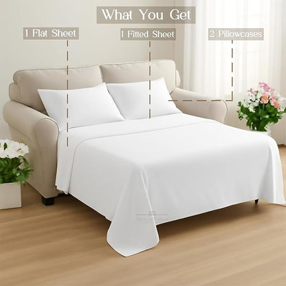 Sleeper Sofa 4 Piece Bed Sheet Set Premium Quality 100% Cotton 500 Thread Count - Image 8