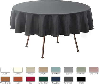 maxmill Round Linen Looking Textured Tablecloth Spill-Proof Wrinkle Free Soft - Image 3