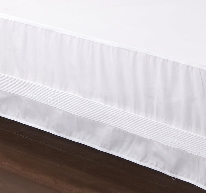 Valea Home Bed Skirt with Stitch on White Dust Ruffle with Split Corner - Image 3