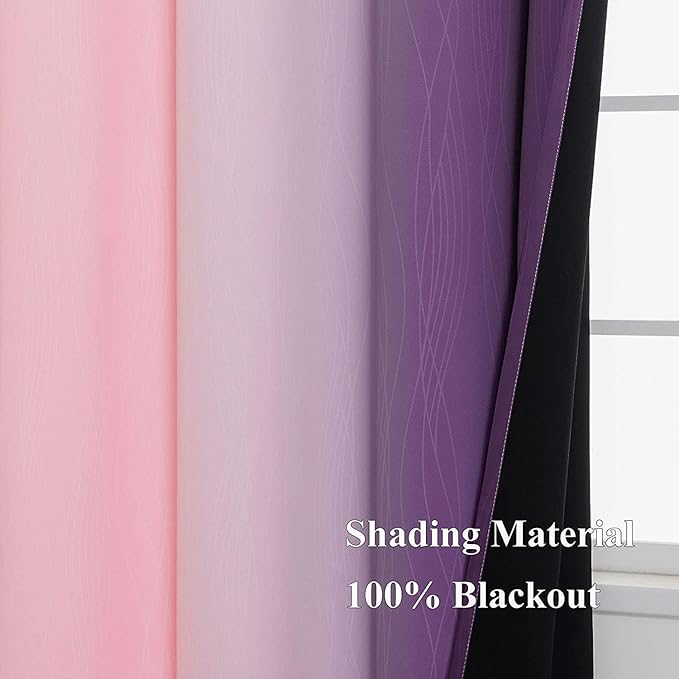 Estelar Textiler Pink and Purple Blackout Curtains 54 Inch Length, Light - Image 5
