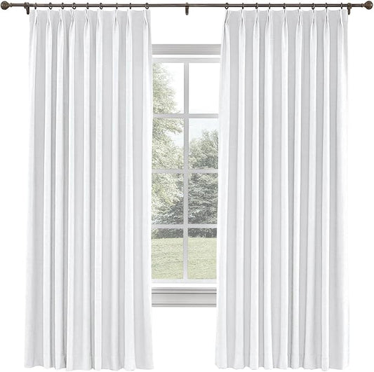 TWOPAGES 52 W x 102 L inch Pinch Pleat Darkening Drape Faux Linen Curtain by TWOPAGES