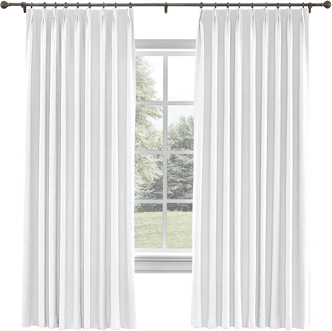 TWOPAGES 72 W x 96 L inch Pinch Pleat Darkening Drape Faux Linen Curtain by TWOPAGES