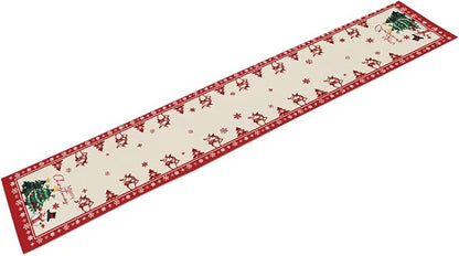 Merry Christmas Table Runner, Snowman Deer Snow Linen Table Runners, Snowflake - Image 3